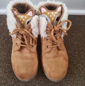 Fabkids Little Girls Tan Boots with Deer Design